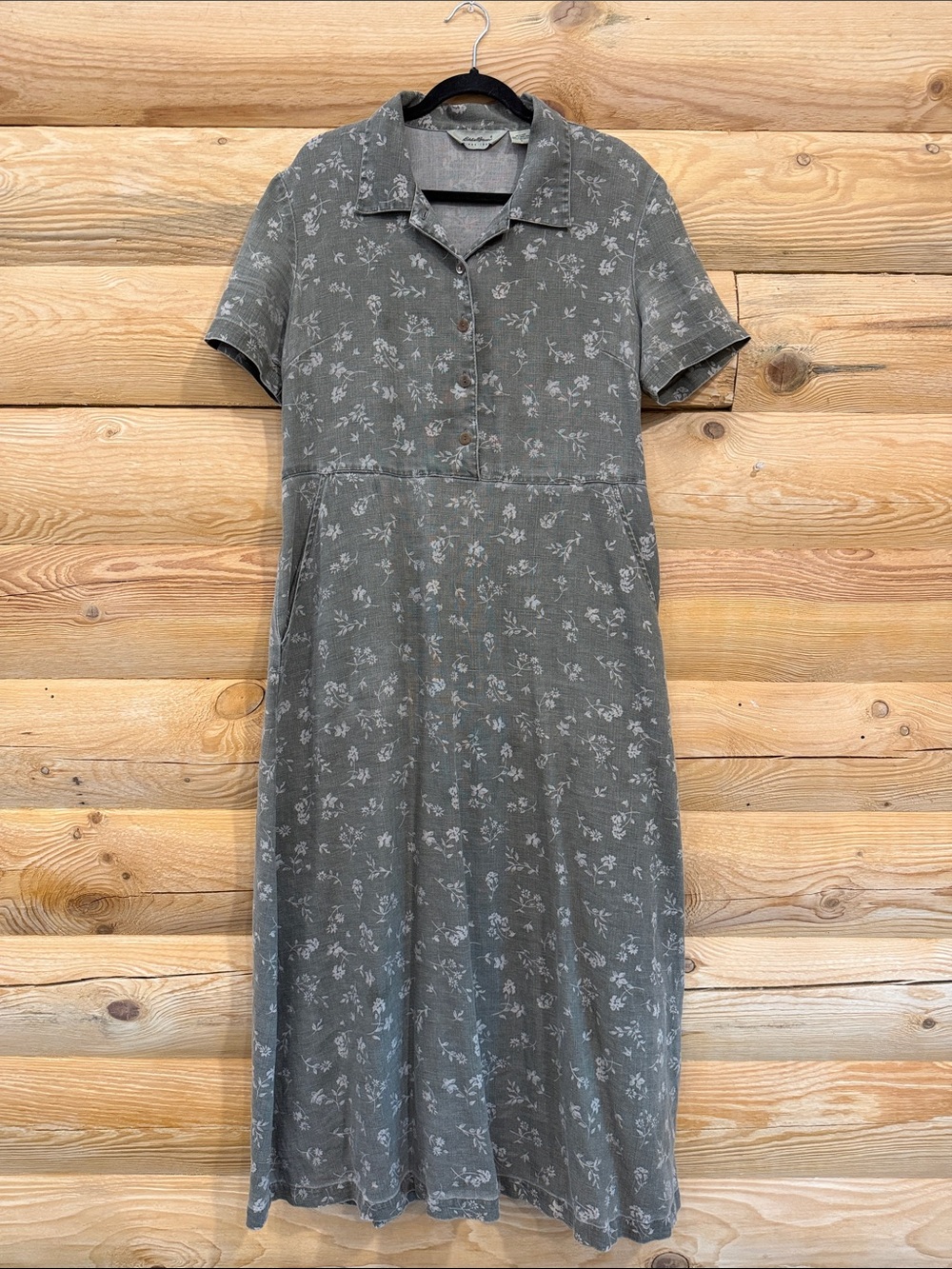 Vintage Eddie Bauer 100% Linen Maxi Dress (damaged sleeve)